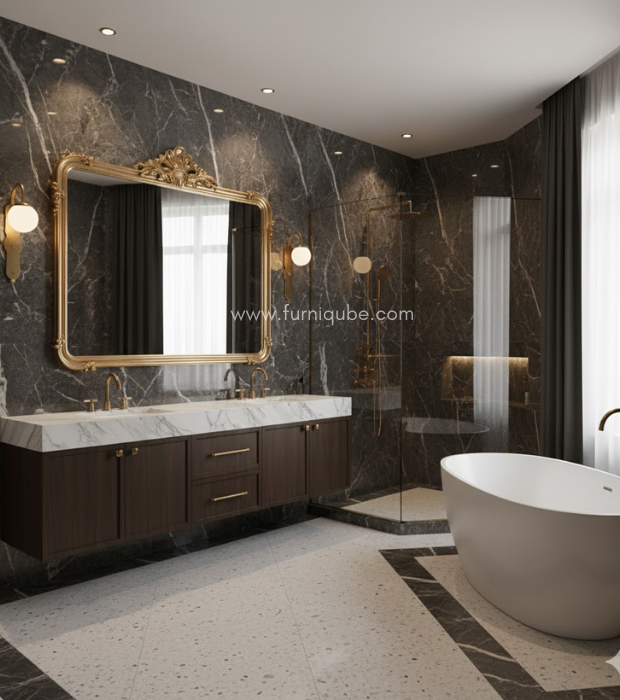 Ornate Mirror Bath Setting Design