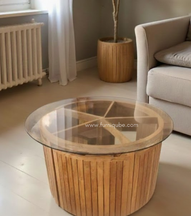 The Cylindrical Teak Table