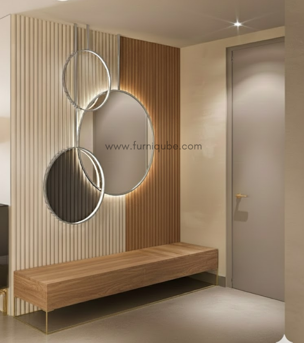 Mirror Beige Core Foyer Interior Design