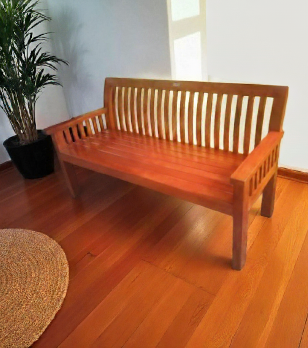 Vertical Backrest Teak Bench