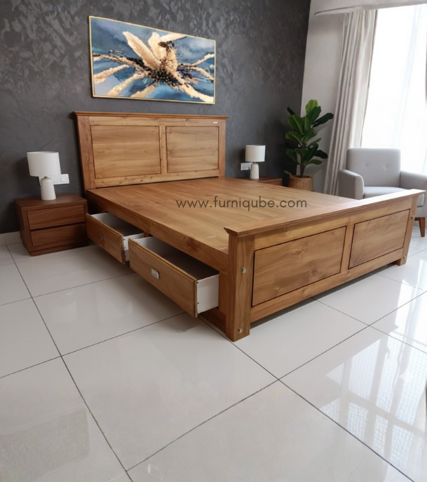 The Golden Teak Storage Bed